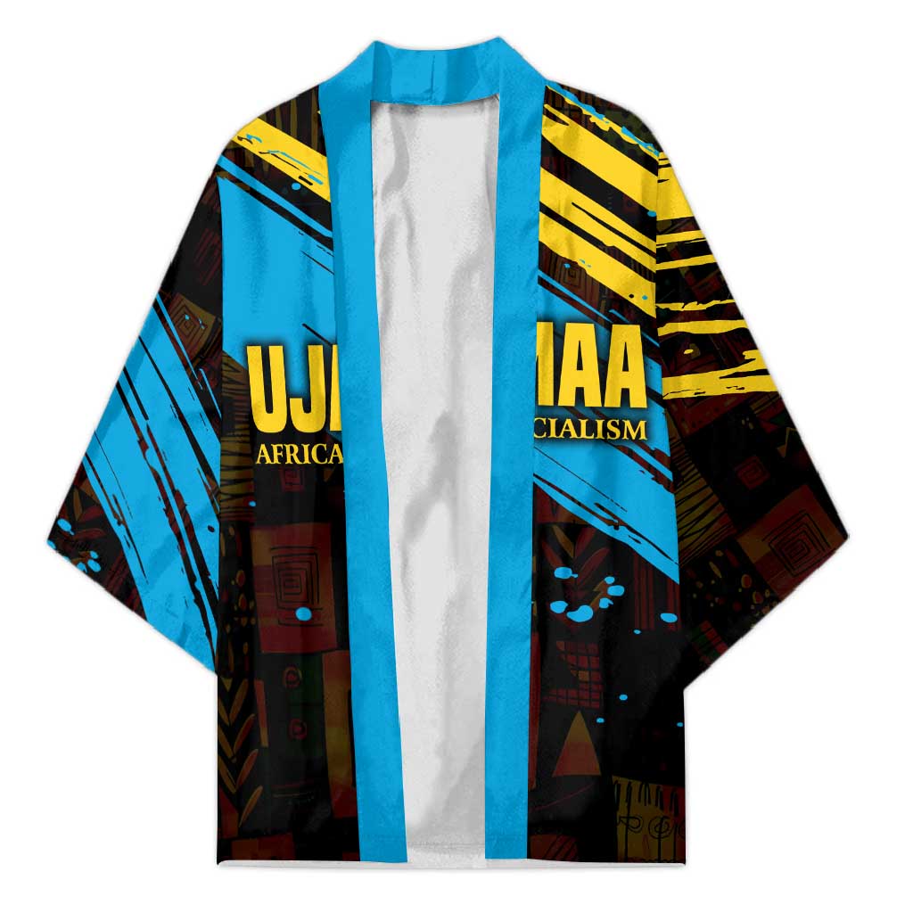 Julius Nyerere Kimono Ujamaa African Socialism Text and Bold Striped Pattern - African Pride