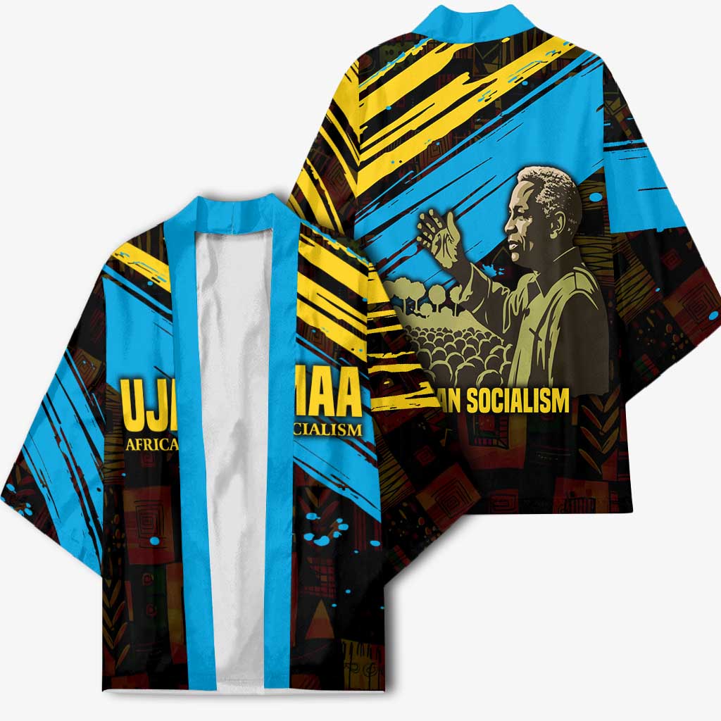 Julius Nyerere Kimono Ujamaa African Socialism Text and Bold Striped Pattern - African Pride