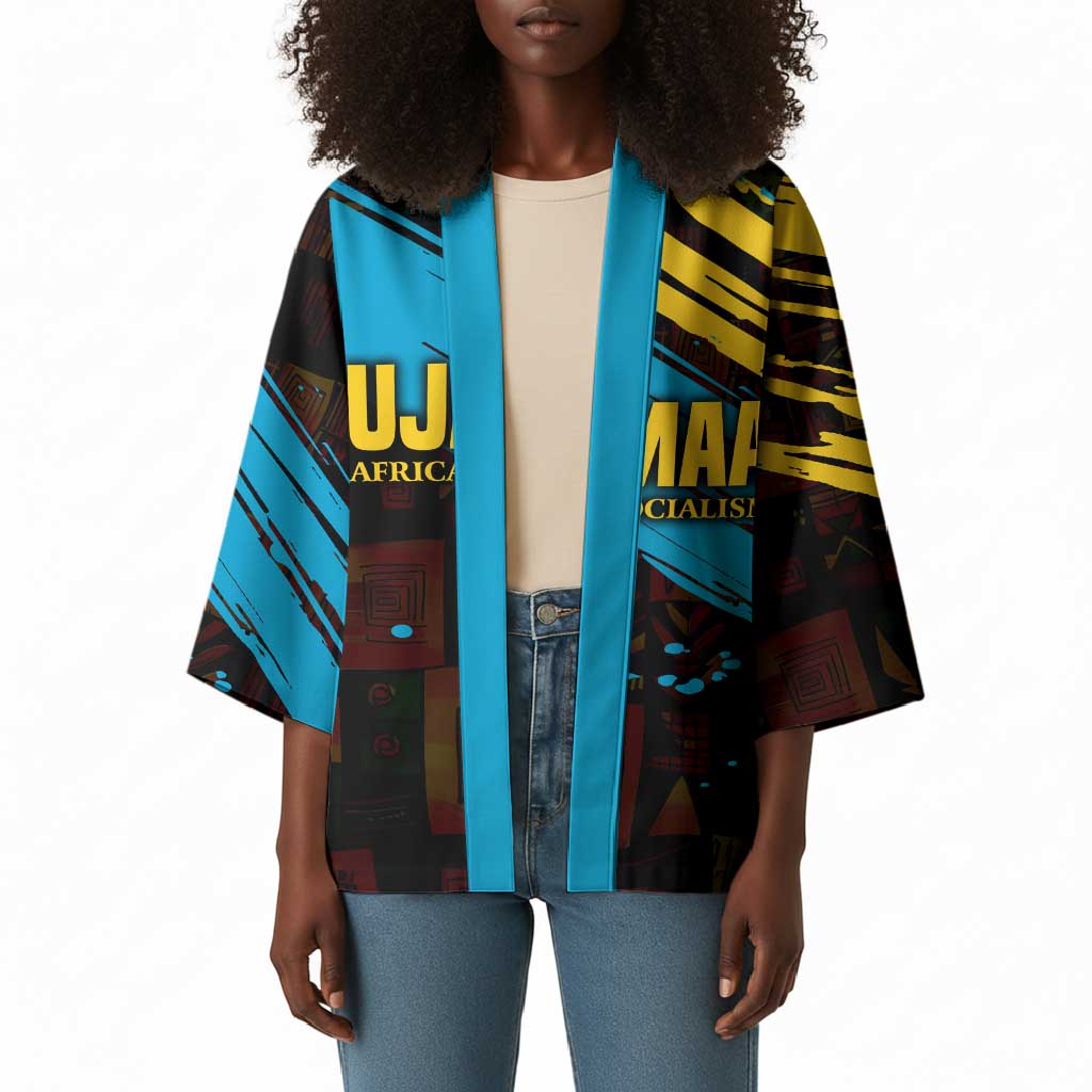Julius Nyerere Kimono Ujamaa African Socialism Text and Bold Striped Pattern - African Pride