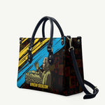 Julius Nyerere Leather Bag Ujamaa African Socialism Text and Bold Striped Pattern - African Pride