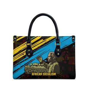 Julius Nyerere Leather Bag Ujamaa African Socialism Text and Bold Striped Pattern - African Pride