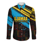 Julius Nyerere Long Sleeve Button Shirt Ujamaa African Socialism Text and Bold Striped Pattern - African Pride