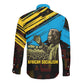 Julius Nyerere Long Sleeve Button Shirt Ujamaa African Socialism Text and Bold Striped Pattern - African Pride