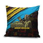 Julius Nyerere Pillow Cover Ujamaa African Socialism Text and Bold Striped Pattern - African Pride