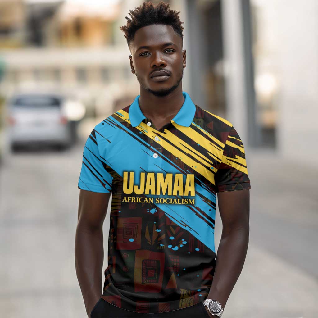 Julius Nyerere Polo Shirt Ujamaa African Socialism Text and Bold Striped Pattern - African Pride