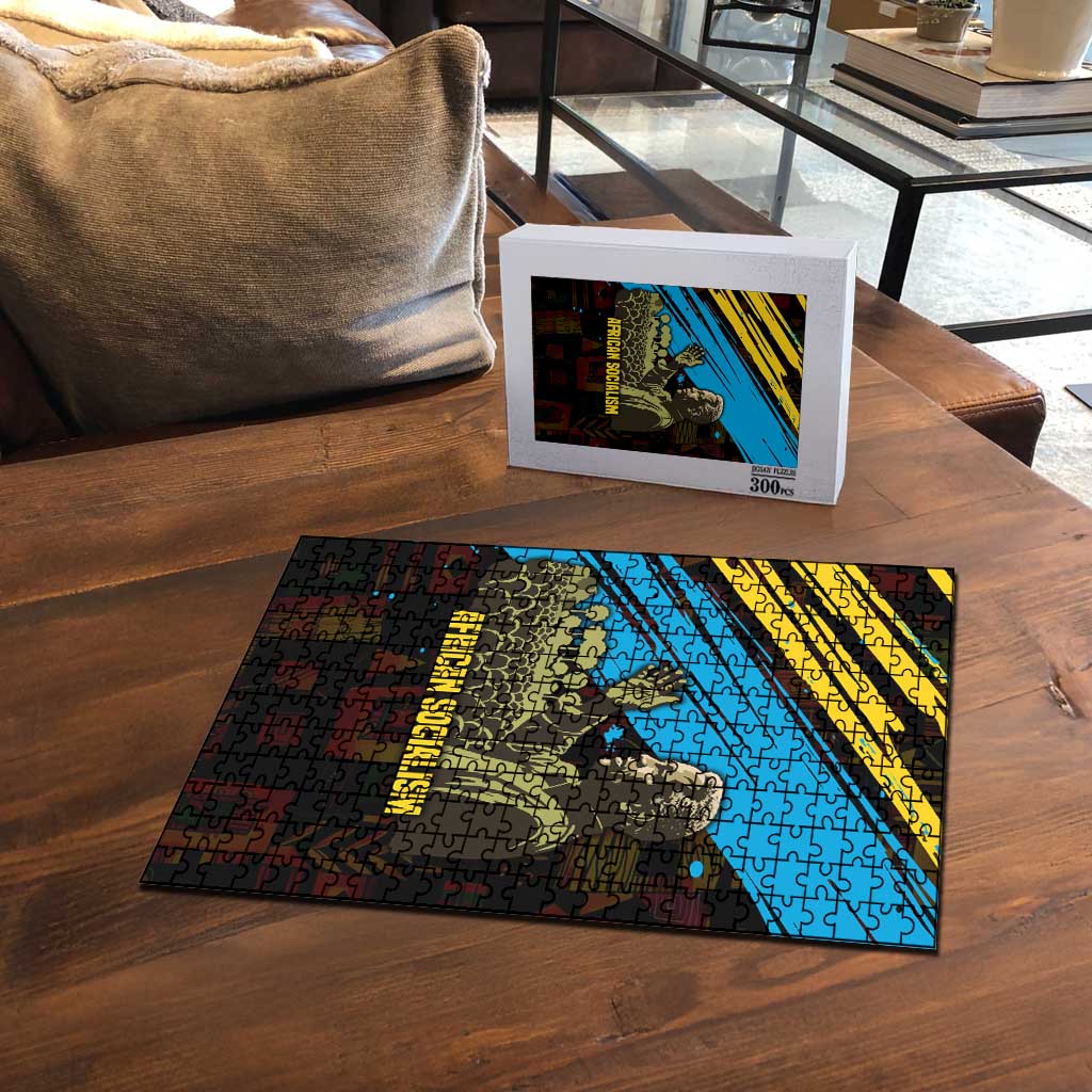 Julius Nyerere Puzzle Ujamaa African Socialism Text and Bold Striped Pattern - African Pride