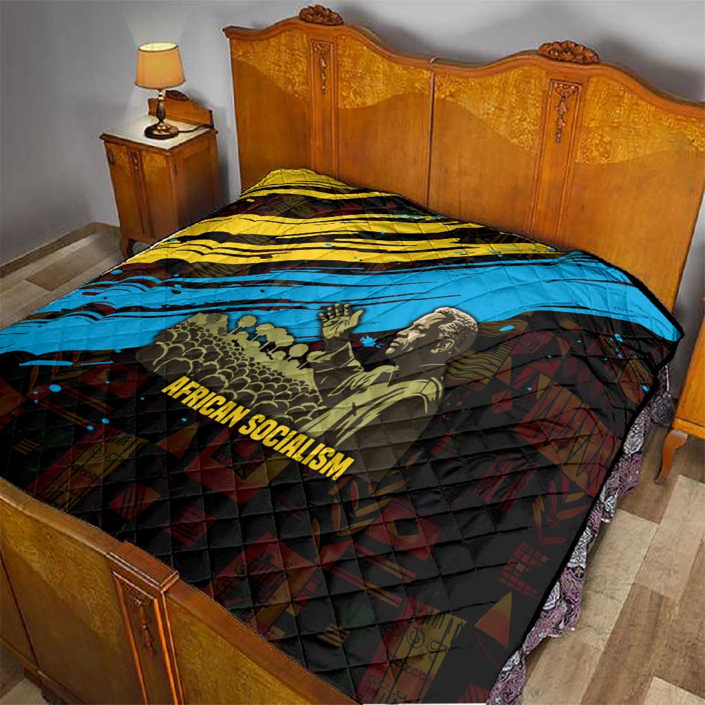 Julius Nyerere Quilt Ujamaa African Socialism Text and Bold Striped Pattern - African Pride