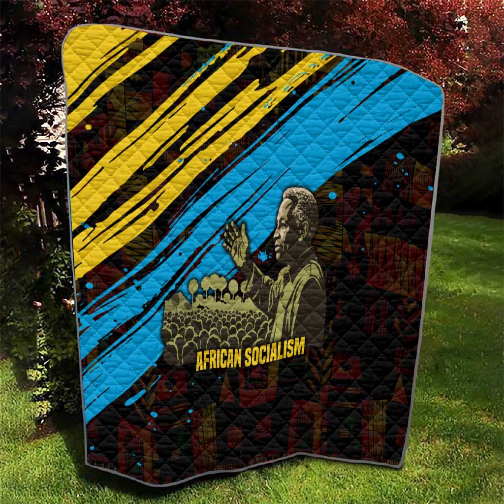 Julius Nyerere Quilt Ujamaa African Socialism Text and Bold Striped Pattern - African Pride