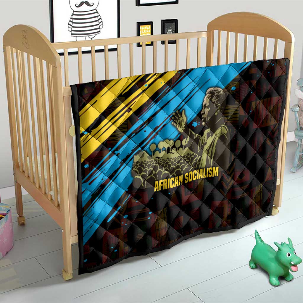 Julius Nyerere Quilt Ujamaa African Socialism Text and Bold Striped Pattern - African Pride