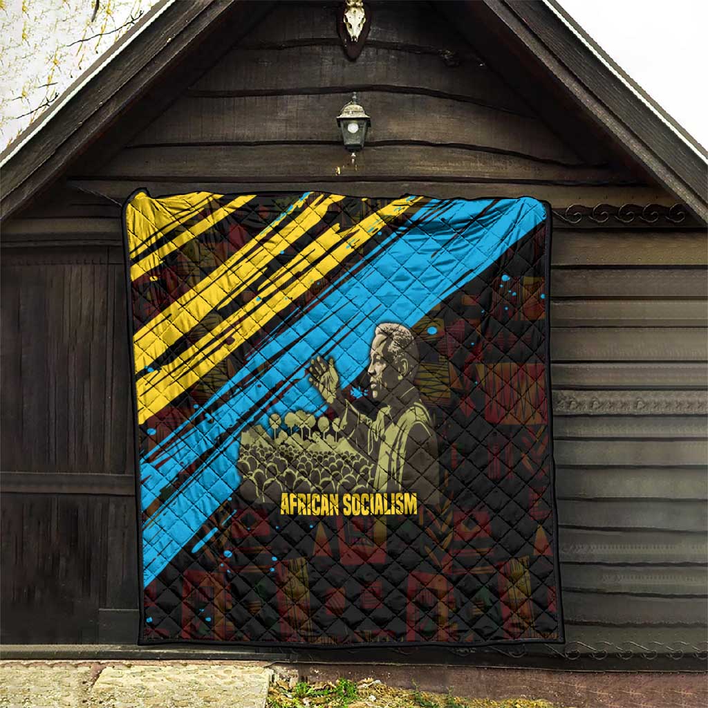 Julius Nyerere Quilt Ujamaa African Socialism Text and Bold Striped Pattern - African Pride