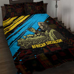 Julius Nyerere Quilt Bed Set Ujamaa African Socialism Text and Bold Striped Pattern - African Pride