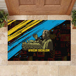 Julius Nyerere Rubber Doormat Ujamaa African Socialism Text and Bold Striped Pattern - African Pride