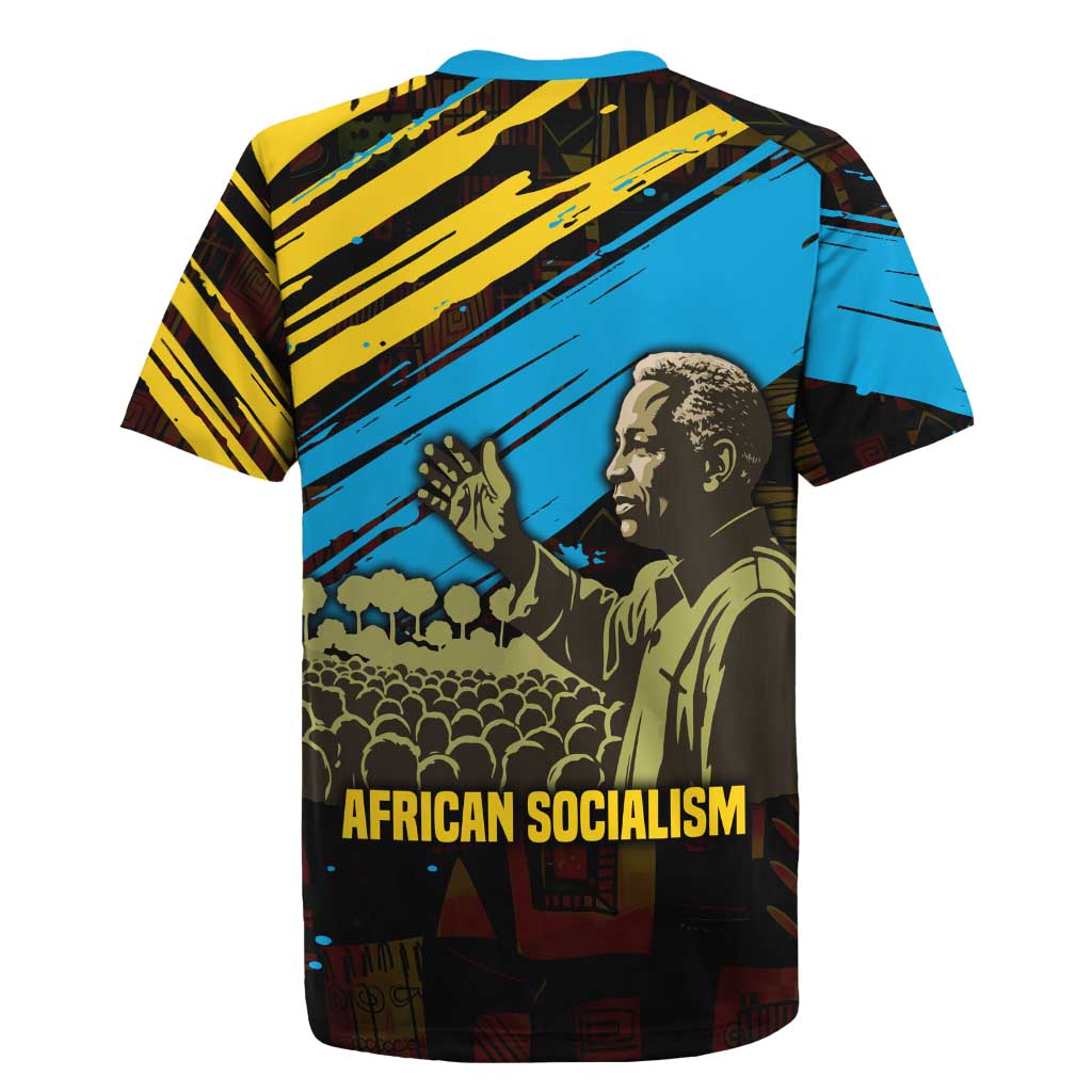 Julius Nyerere Rugby Jersey Ujamaa African Socialism Text and Bold Striped Pattern - African Pride