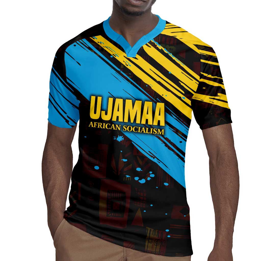 Julius Nyerere Rugby Jersey Ujamaa African Socialism Text and Bold Striped Pattern - African Pride