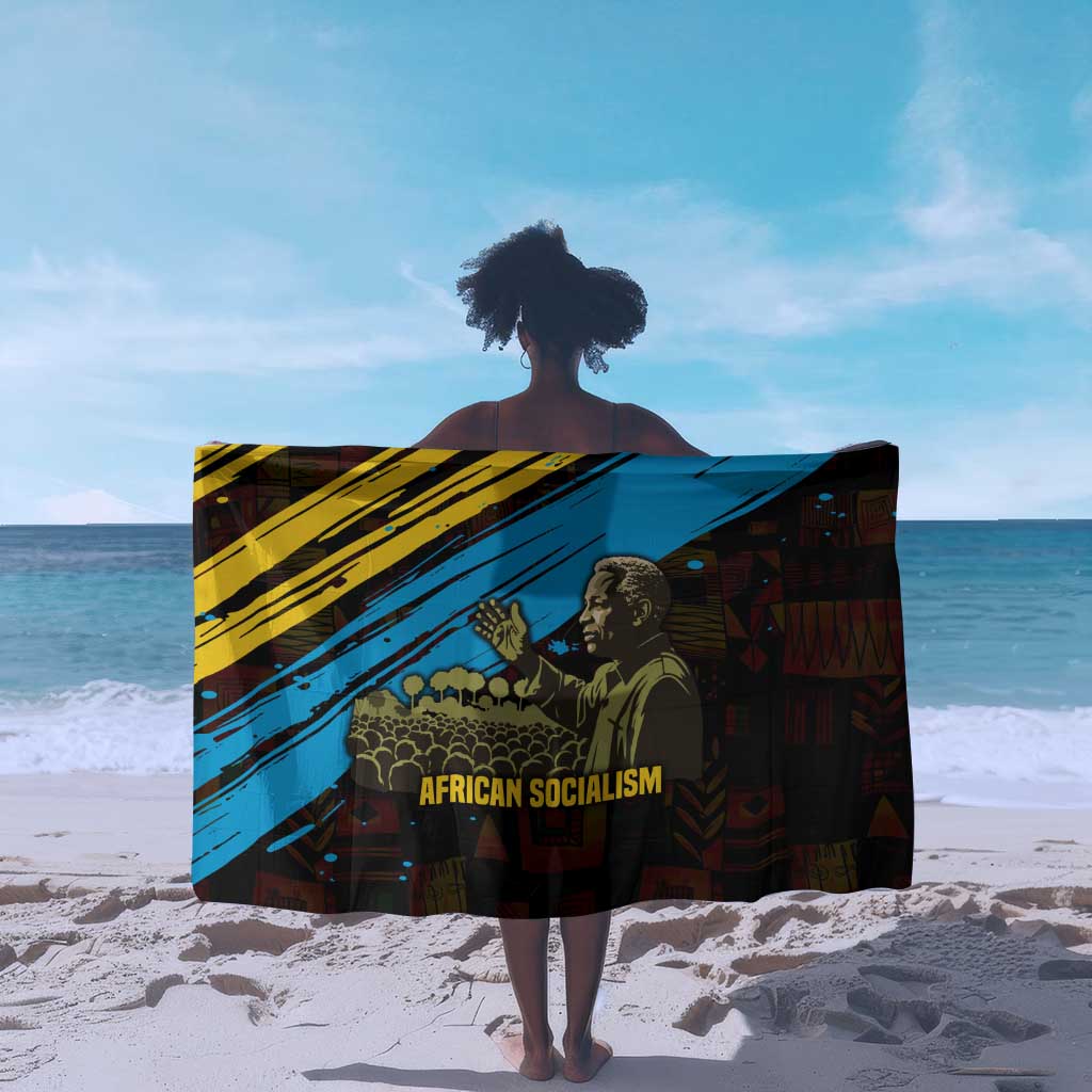 Julius Nyerere Sarong Ujamaa African Socialism Text and Bold Striped Pattern - African Pride