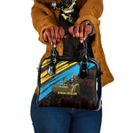 Julius Nyerere Shoulder Handbag Ujamaa African Socialism Text and Bold Striped Pattern - African Pride
