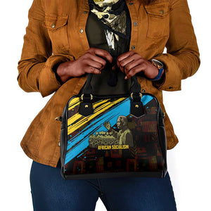 Julius Nyerere Shoulder Handbag Ujamaa African Socialism Text and Bold Striped Pattern - African Pride