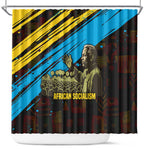 Julius Nyerere Shower Curtain Ujamaa African Socialism Text and Bold Striped Pattern - African Pride