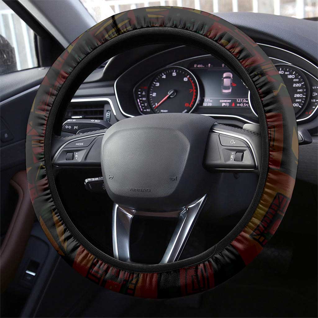 Julius Nyerere Steering Wheel Cover Ujamaa African Socialism Text and Bold Striped Pattern - African Pride