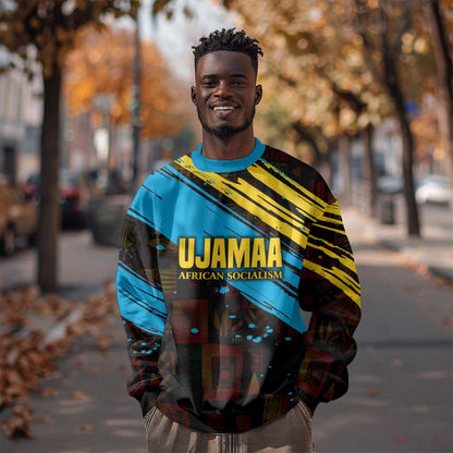 Julius Nyerere Sweatshirt Ujamaa African Socialism Text and Bold Striped Pattern - African Pride
