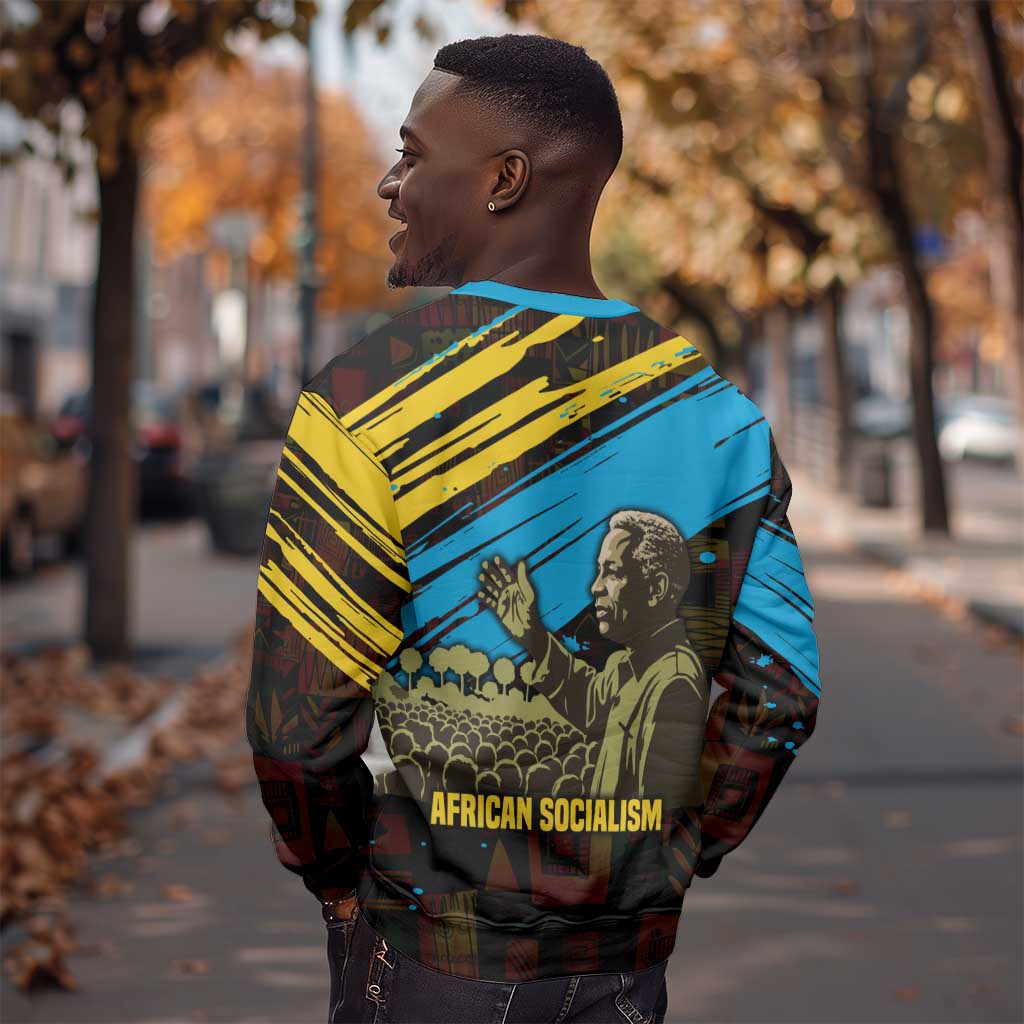 Julius Nyerere Sweatshirt Ujamaa African Socialism Text and Bold Striped Pattern - African Pride