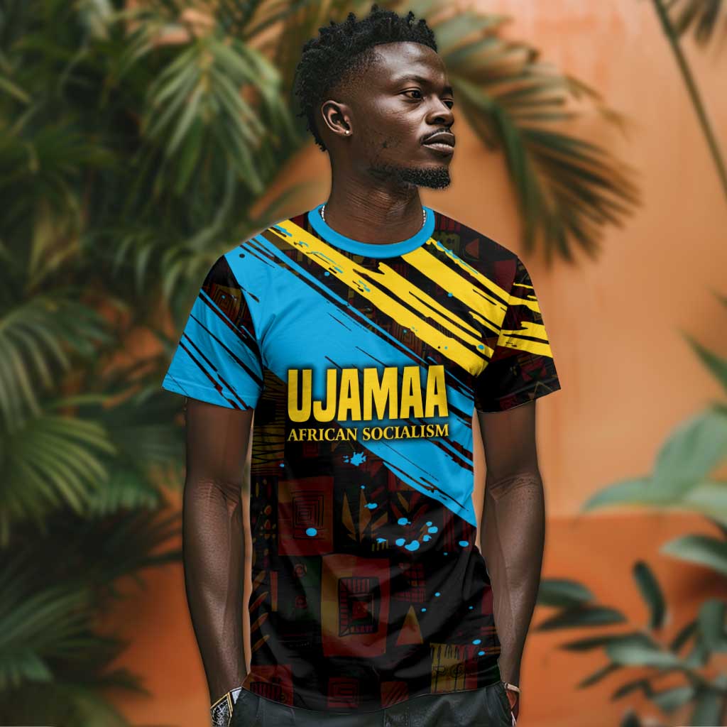 Julius Nyerere T shirt Ujamaa African Socialism Text and Bold Striped Pattern - African Pride