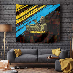 Julius Nyerere Tapestry Ujamaa African Socialism Text and Bold Striped Pattern - African Pride