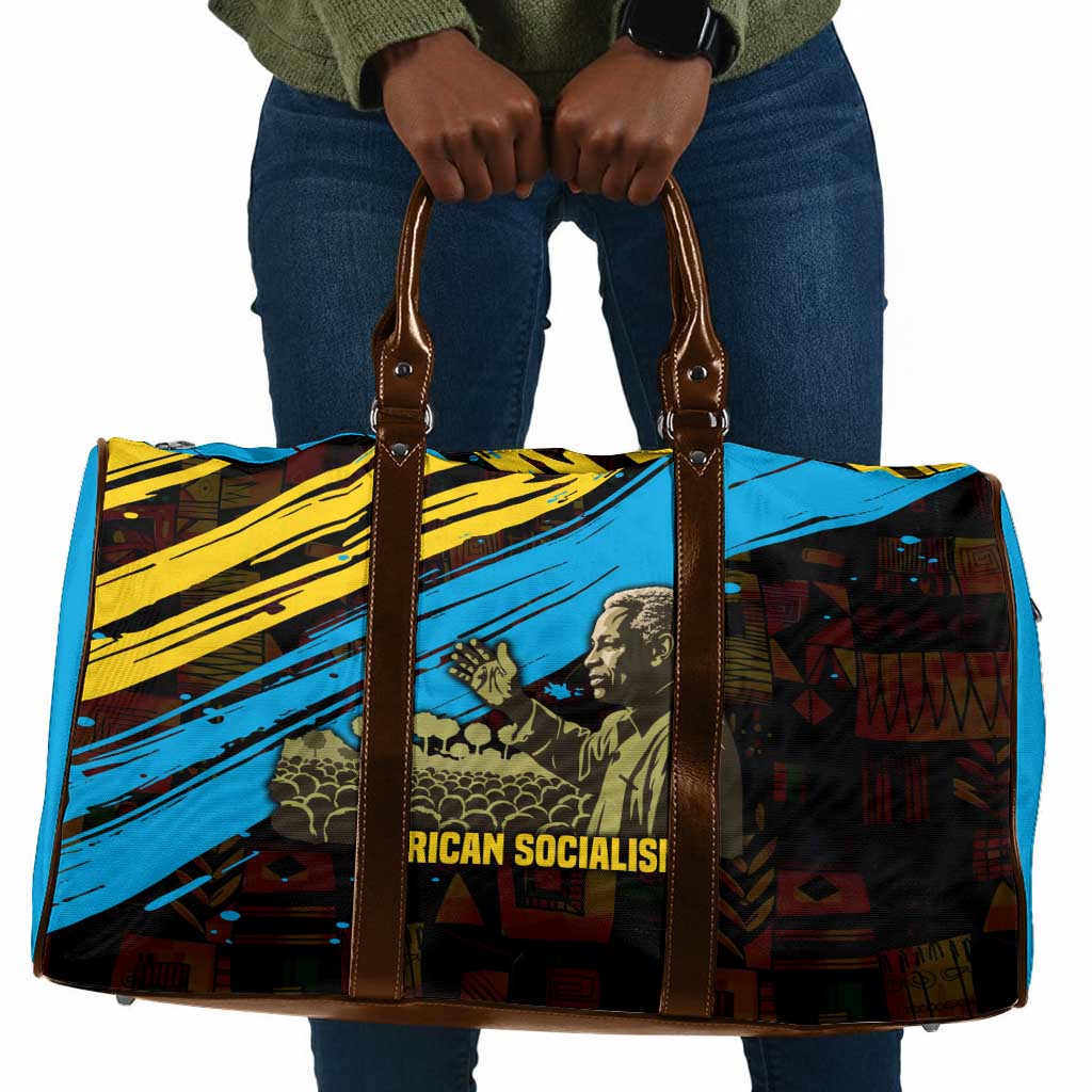Julius Nyerere Travel Bag Ujamaa African Socialism Text and Bold Striped Pattern - African Pride