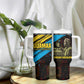 Julius Nyerere Tumbler With Handle Ujamaa African Socialism Text and Bold Striped Pattern - African Pride