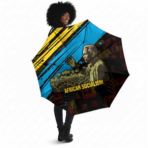 Julius Nyerere Umbrella Ujamaa African Socialism Text and Bold Striped Pattern - African Pride