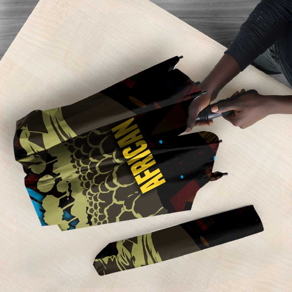 Julius Nyerere Umbrella Ujamaa African Socialism Text and Bold Striped Pattern - African Pride