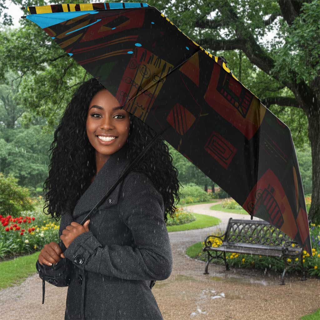 Julius Nyerere Umbrella Ujamaa African Socialism Text and Bold Striped Pattern - African Pride