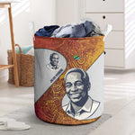 Julius Nyerere Laundry Basket with Smiling Portrait, Tribal Pattern and Simplicity is Power Quote - African Pride