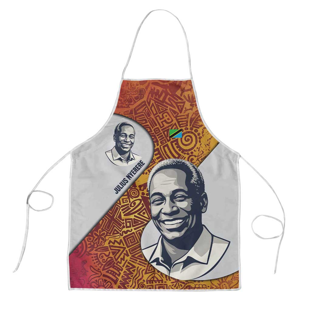 Julius Nyerere Apron with Smiling Portrait, Tribal Pattern and Simplicity is Power Quote - African Pride