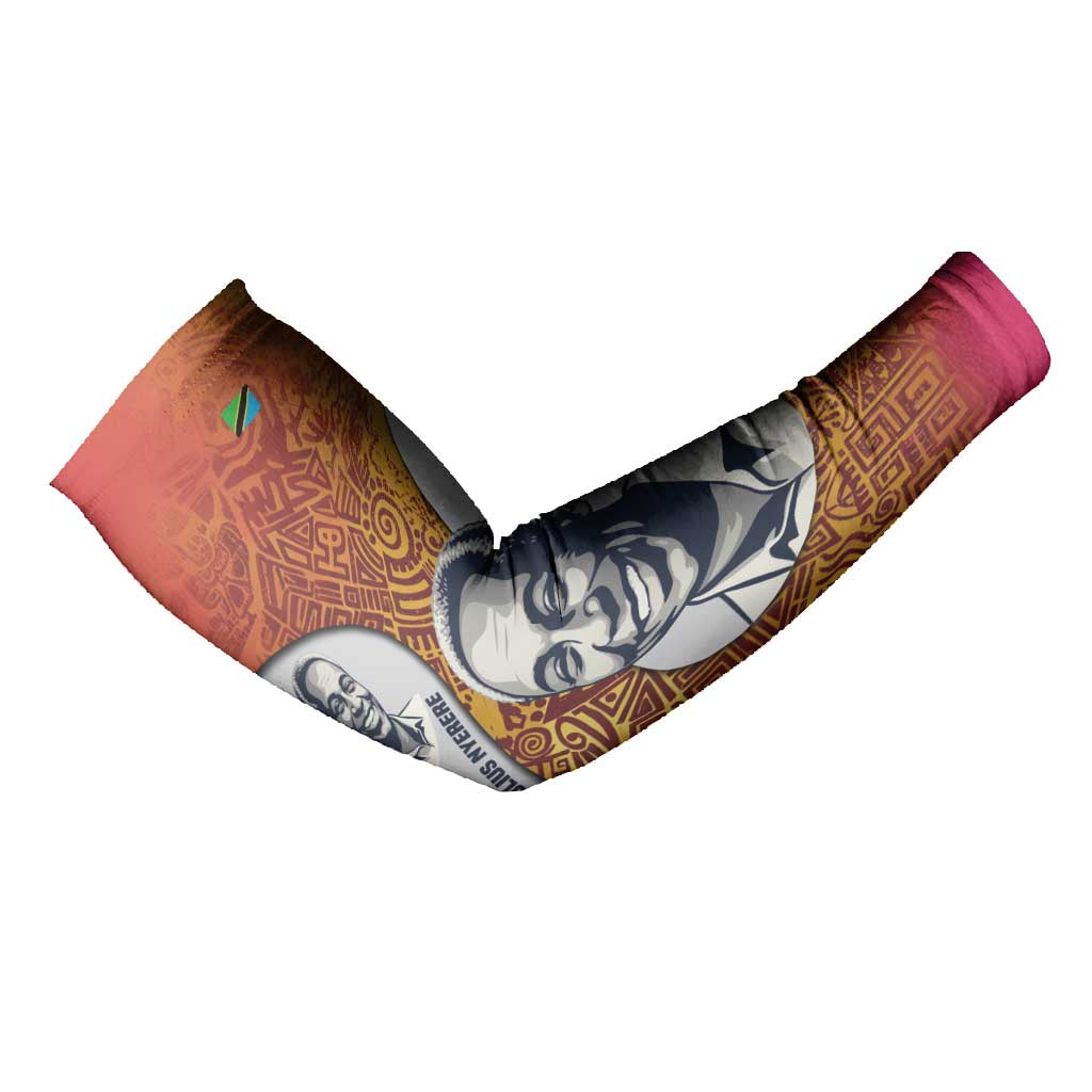 Julius Nyerere Arm Sleeves with Smiling Portrait, Tribal Pattern and Simplicity is Power Quote - African Pride