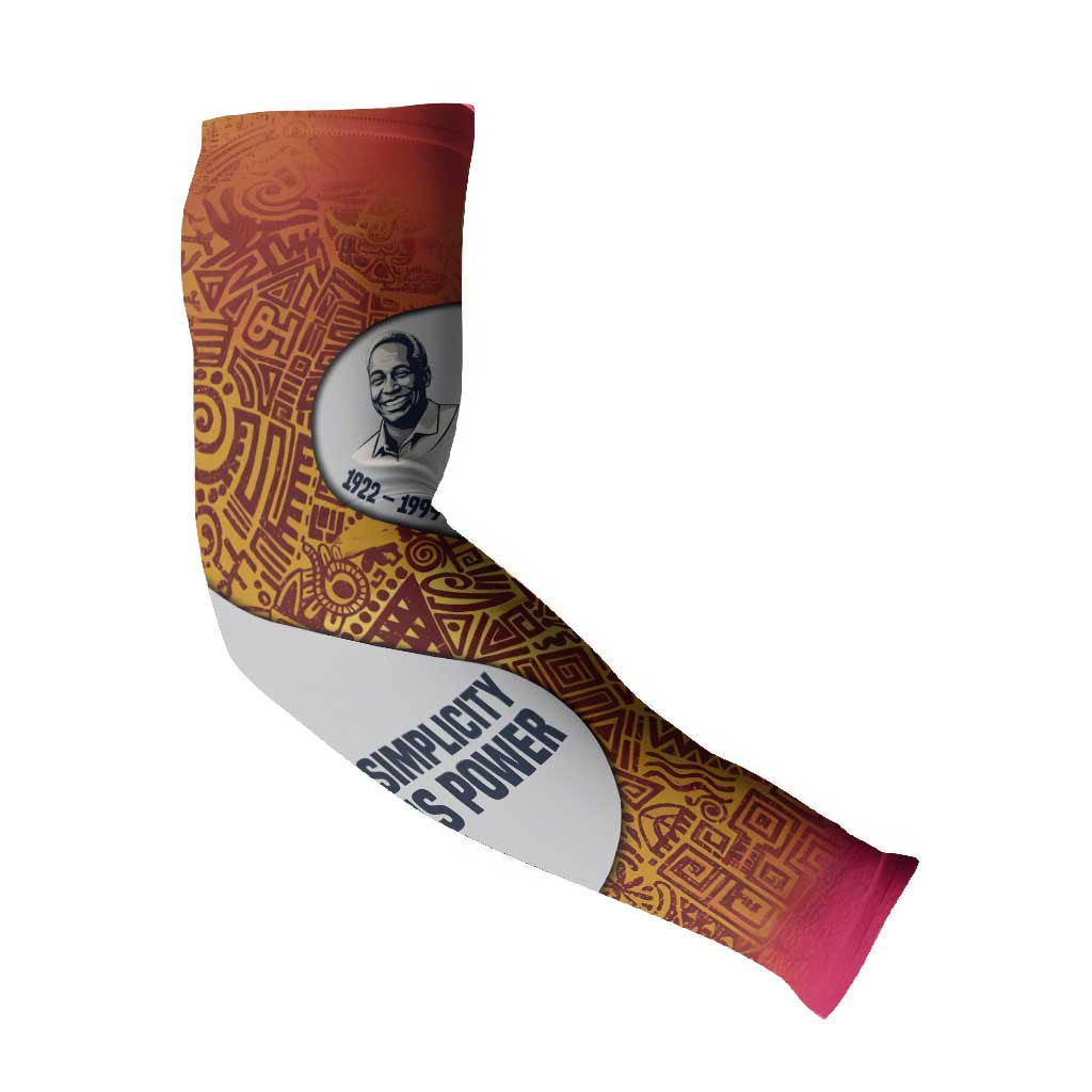 Julius Nyerere Arm Sleeves with Smiling Portrait, Tribal Pattern and Simplicity is Power Quote - African Pride