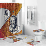 Julius Nyerere Bathroom Set with Smiling Portrait, Tribal Pattern and Simplicity is Power Quote - African Pride