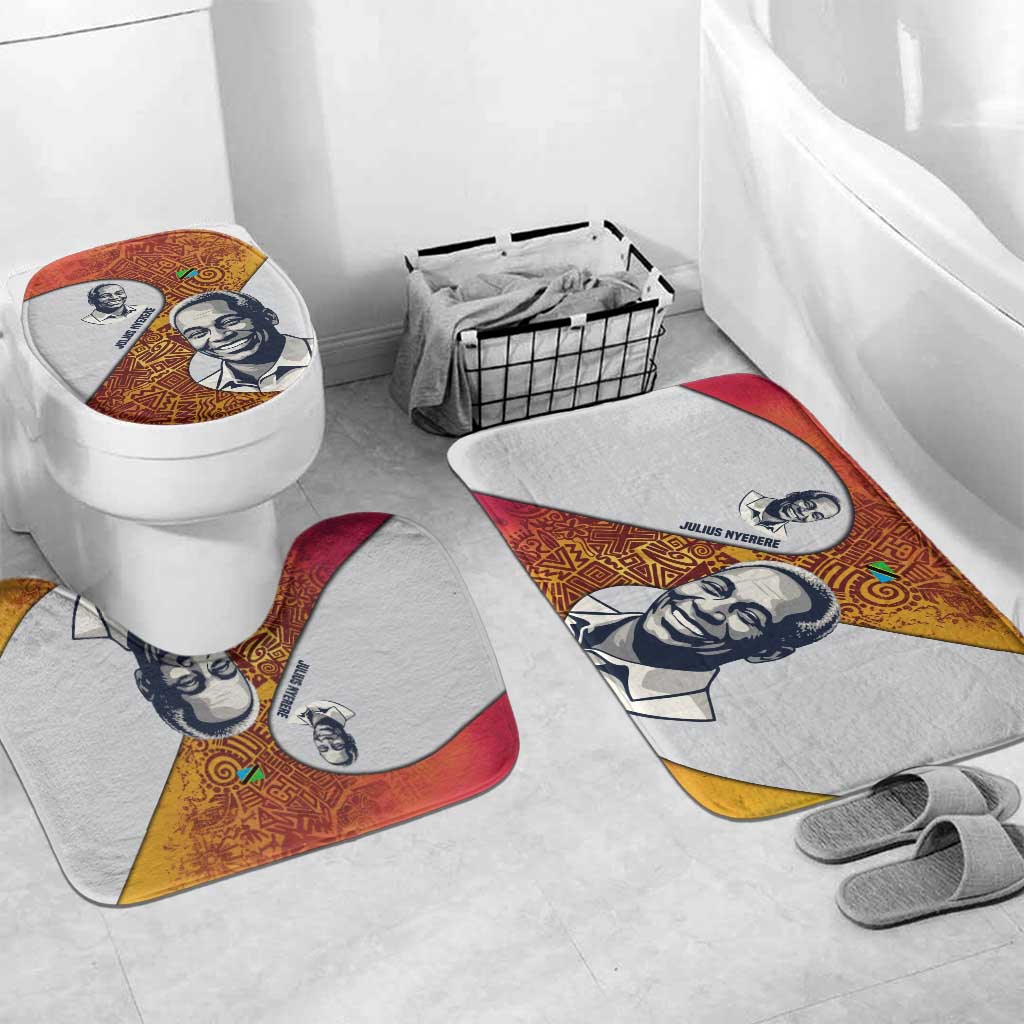 Julius Nyerere Bathroom Set with Smiling Portrait, Tribal Pattern and Simplicity is Power Quote - African Pride