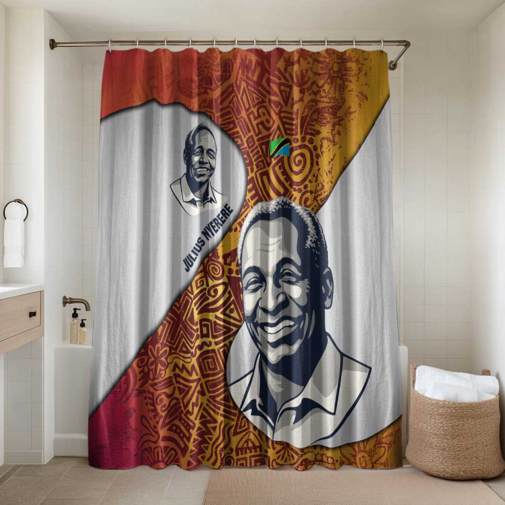 Julius Nyerere Bathroom Set with Smiling Portrait, Tribal Pattern and Simplicity is Power Quote - African Pride