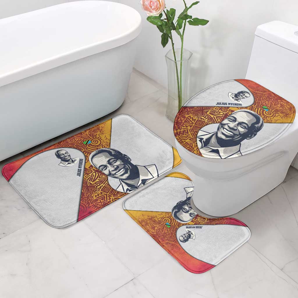 Julius Nyerere Bathroom Set with Smiling Portrait, Tribal Pattern and Simplicity is Power Quote - African Pride