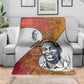 Julius Nyerere Blanket with Smiling Portrait, Tribal Pattern and Simplicity is Power Quote - African Pride