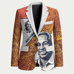 Julius Nyerere Blazer with Smiling Portrait, Tribal Pattern and Simplicity is Power Quote - African Pride