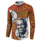 Julius Nyerere Button Sweatshirt with Smiling Portrait, Tribal Pattern and Simplicity is Power Quote
