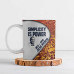 Julius Nyerere Ceramic Mug with Smiling Portrait, Tribal Pattern and Simplicity is Power Quote - African Pride