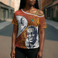 Julius Nyerere Cross Shoulder Shirt with Smiling Portrait, Tribal Pattern and Simplicity is Power Quote - African Pride