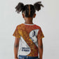 Julius Nyerere Kid T shirt with Smiling Portrait, Tribal Pattern and Simplicity is Power Quote - African Pride