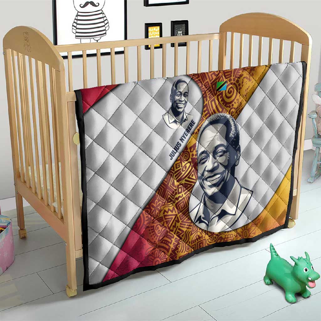 Julius Nyerere Quilt with Smiling Portrait, Tribal Pattern and Simplicity is Power Quote - African Pride