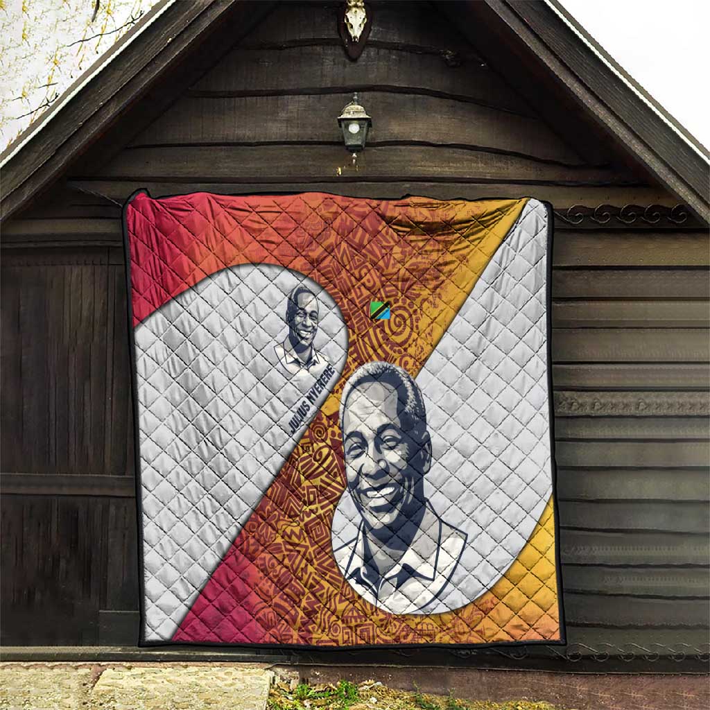 Julius Nyerere Quilt with Smiling Portrait, Tribal Pattern and Simplicity is Power Quote - African Pride