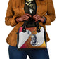 Julius Nyerere Shoulder Handbag with Smiling Portrait, Tribal Pattern and Simplicity is Power Quote - African Pride