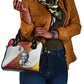 Julius Nyerere Shoulder Handbag with Smiling Portrait, Tribal Pattern and Simplicity is Power Quote - African Pride